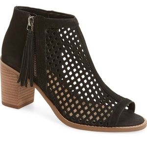 Tresin Perforated Open-Toe Bootie Black